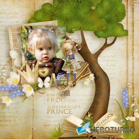 Сказочный детский скрап-комплект - Принцесса и лягушка