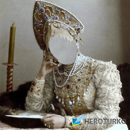 Шаблон для фото - Княгиня русская в национальном костюме