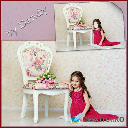 Шаблон для фотошопа - маленькая принцесса с тюльпанами