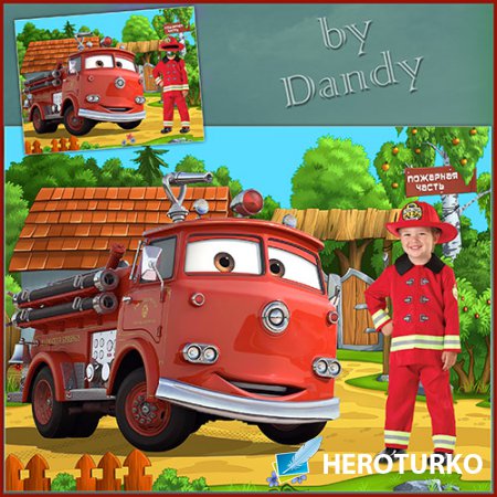 Шаблон для мальчика - Маленький пожарник на работе