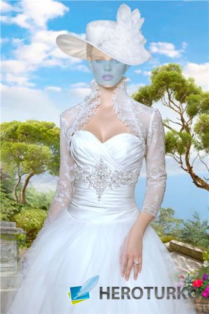 Женский шаблон для фотошопа – В белом нарядном платье