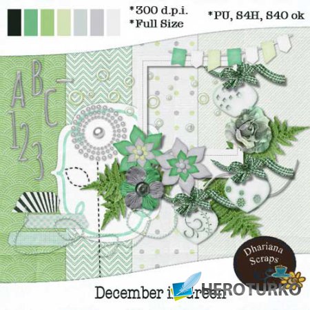 Новогодний скрап-набор - Декабрь в зелёном
