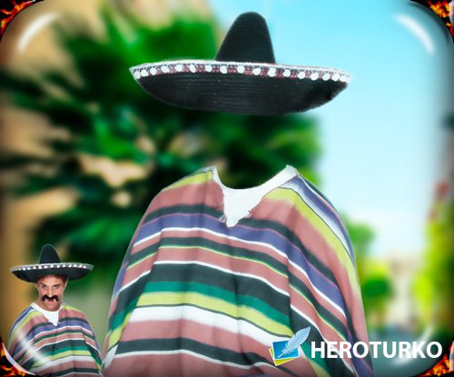 Шаблон для фотошопа - Мексиканец в шляпе